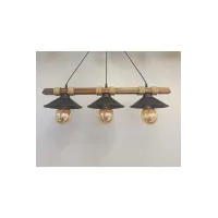 Avizem Güzel Nova Ahşap Halatlı Rustik Modern Sarkıt 3 Lü Avize