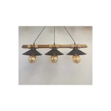 Avizem Güzel Nova Ahşap Halatlı Rustik Modern Sarkıt 3 Lü Avize