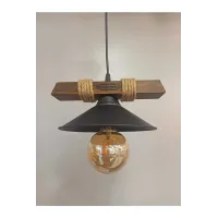 Avızem Güzel Nova Ahşap Rustik Modern Halatlı Tekli Sarkıt Avize