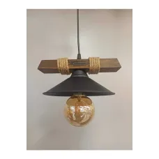 Avızem Güzel Nova Ahşap Rustik Modern Halatlı Tekli Sarkıt Avize