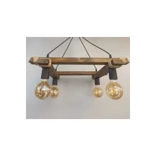 Moda Ahşap Rustik Modern Halatlı 4 Lü Sarkıt Avize